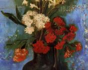 文森特威廉梵高 - 带有康乃馨和其他花卉的花瓶
